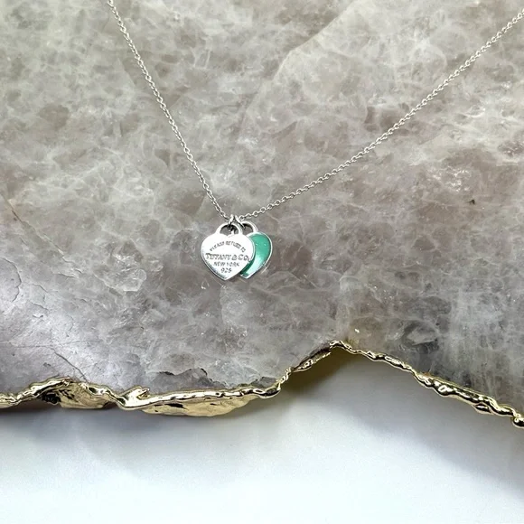 Tiffany & Co. Silver Return to Tiffany Mini Double Heart Tag Pendant Necklace - Picture 6 of 8